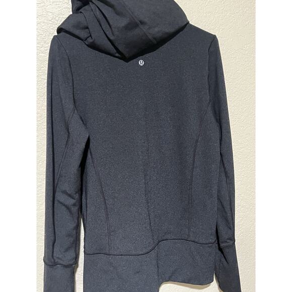 LULULEMON In Stride Jacket Womens Size 10 Full Zip Grey Microstripe Thumbholes - Picture 2 of 9